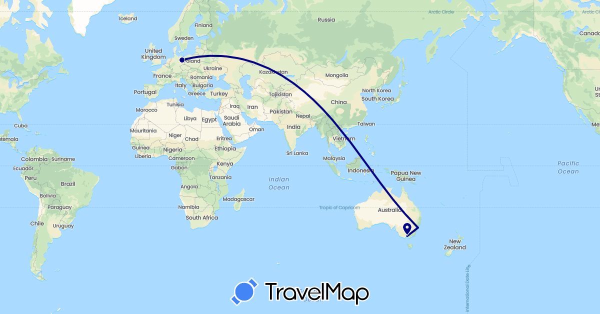 TravelMap itinerary: driving in Australia, Germany (Europe, Oceania)